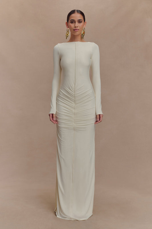 Robe Maxi Étroite à Manches Longues Louisa - Ivoire