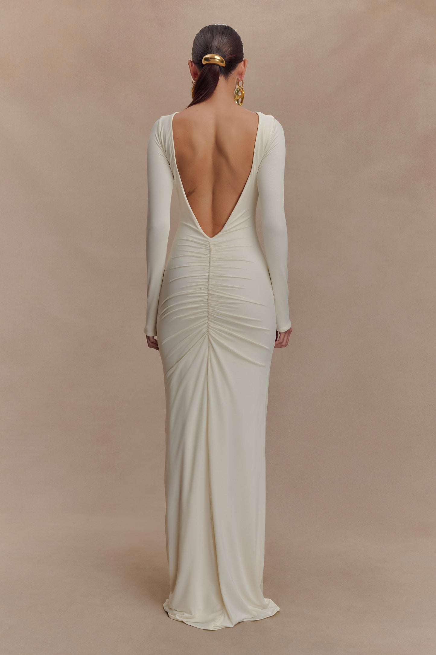 Robe Maxi Étroite à Manches Longues Louisa - Ivoire
