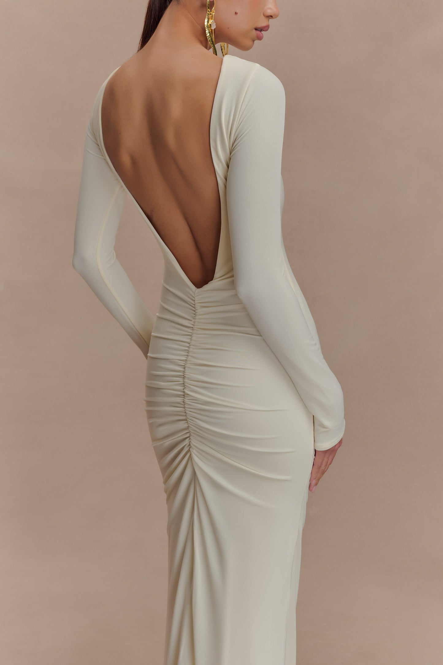 Robe Maxi Étroite à Manches Longues Louisa - Ivoire