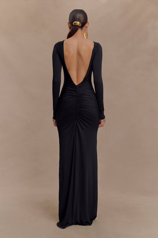 Robe Maxi Étroite à Manches Longues Louisa - Noir