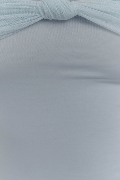 Bernadina Robe Maxi Halter en Maille et Tissu Élastique - Bleu Clair