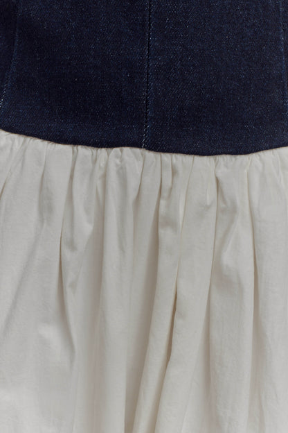 Robe midi en coton denim Ashwin - Bleu indigo