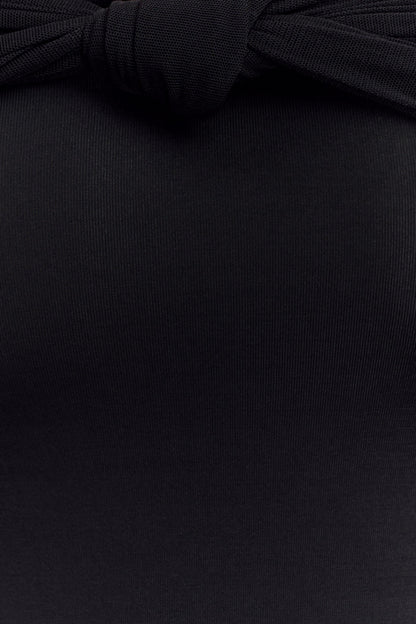 Bernadina Robe Maxi Halter en Maille et Tissu Élastique - Noir