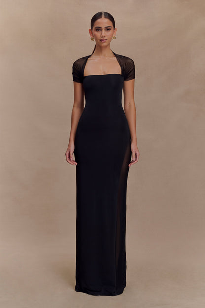 Robe maxi en mousseline et tulle à effet serpentin Wyatt - Noir