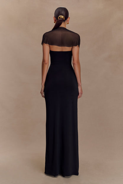 Robe maxi en mousseline et tulle à effet serpentin Wyatt - Noir