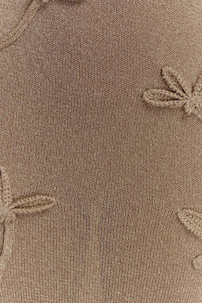 Robe Maxi en Tricot Métallique à Motifs Floraux Celestino - Or