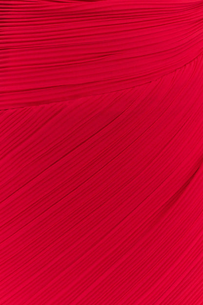 Robe midi en mousseline de soie à plis Tamara - Rouge