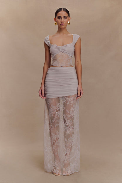 Top en dentelle et en maille Guinevere - Lilas