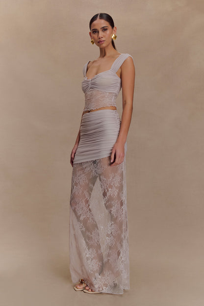 Jupe Maxi Guinevere en Dentelle et Maille - Lila