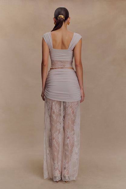 Top en dentelle et en maille Guinevere - Lilas