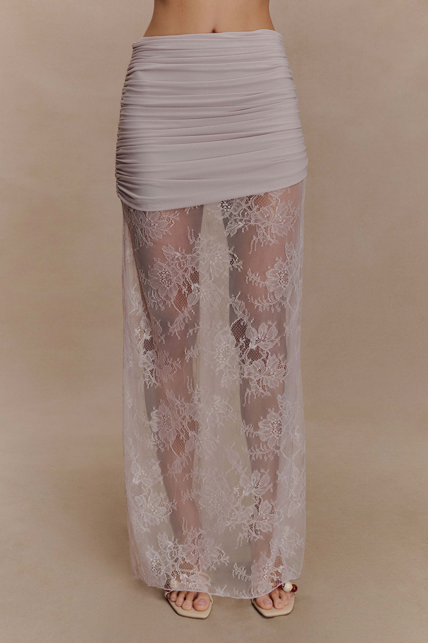 Jupe Maxi Guinevere en Dentelle et Maille - Lila