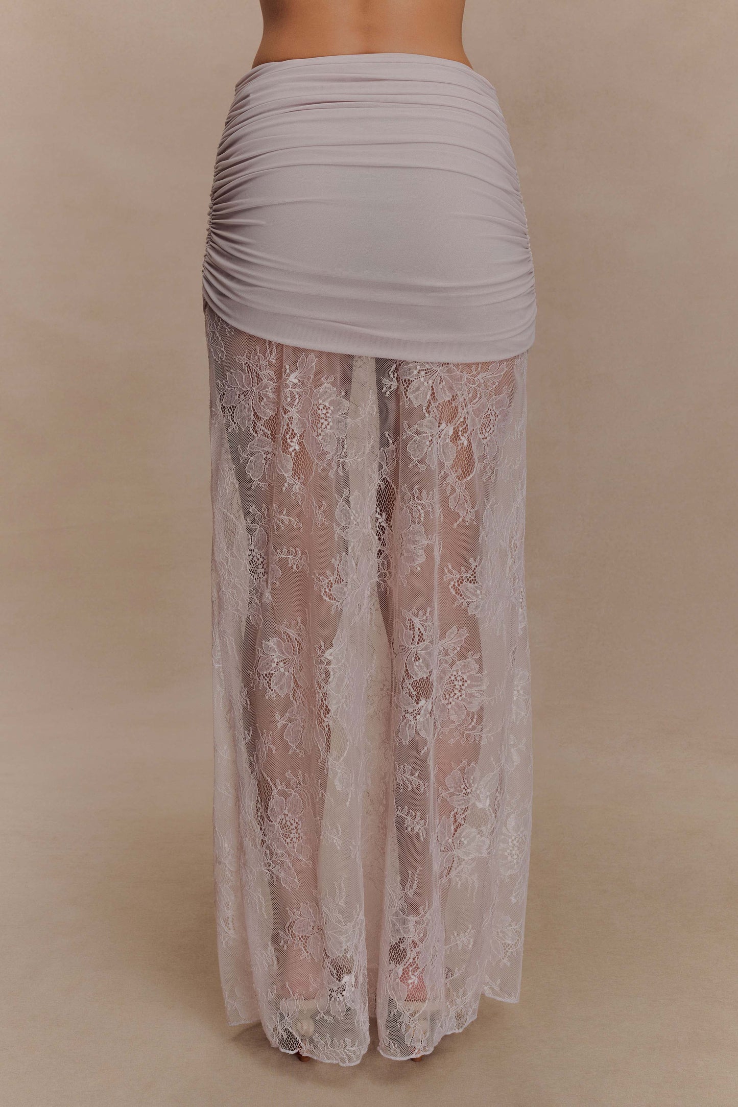 Jupe Maxi Guinevere en Dentelle et Maille - Lila