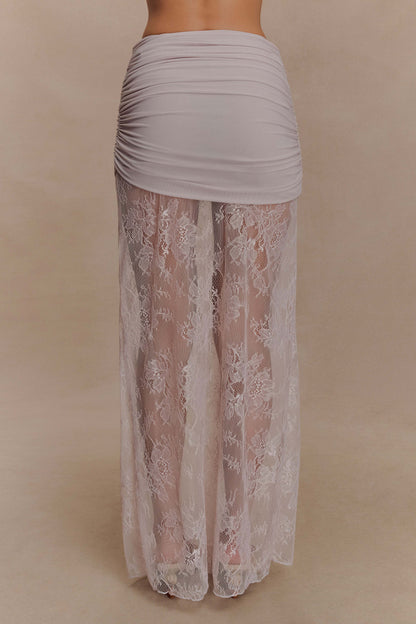 Jupe Maxi Guinevere en Dentelle et Maille - Lila