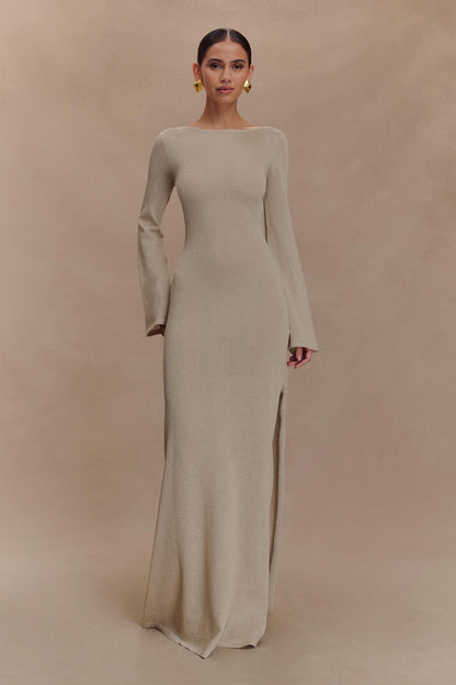 Robe Maxi Tricotée Atticus avec Paillettes - Or