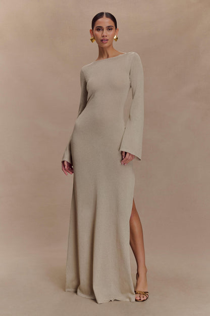 Robe Maxi Tricotée Atticus avec Paillettes - Or