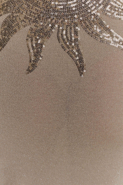 Robe Maxi Tricotée Atticus avec Paillettes - Or