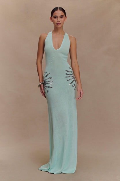 Robe Maxi Tricotée Ellington avec Paillettes - Lagoon