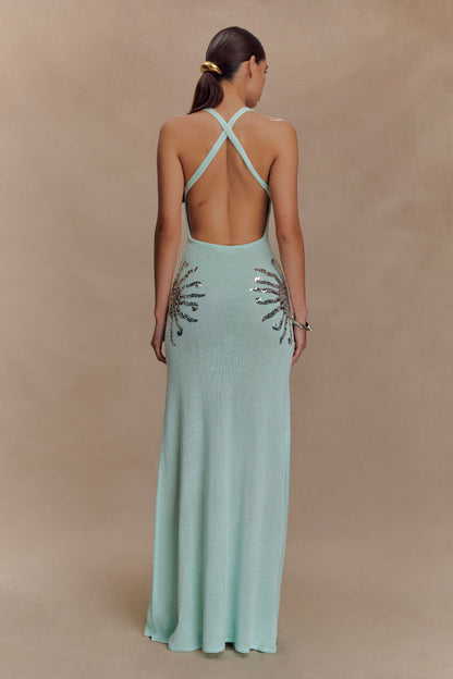 Robe Maxi Tricotée Ellington avec Paillettes - Lagoon