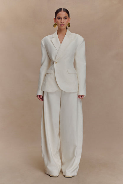 Blazer en lin à taille ajustée Jameson - Gris avoine chiné