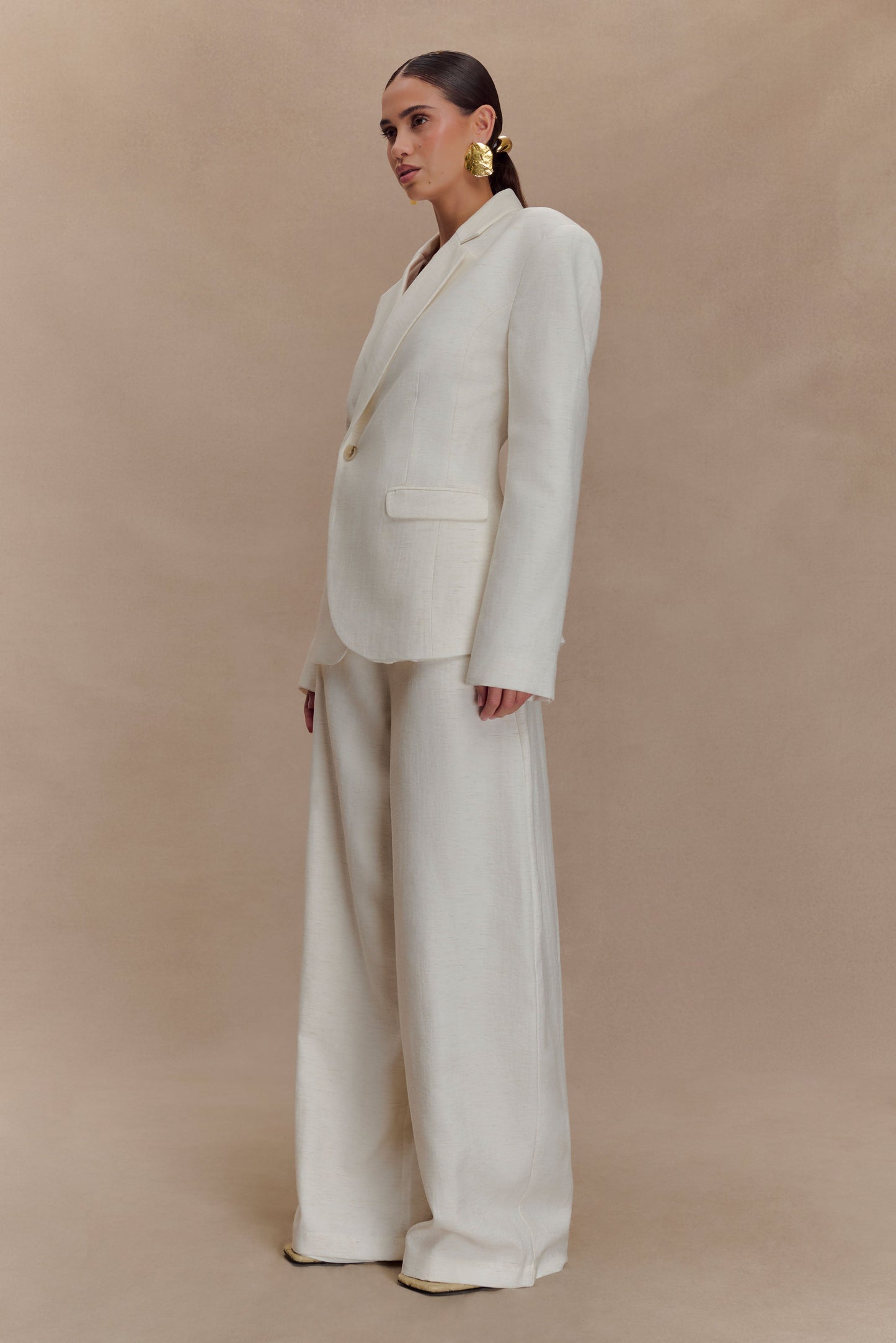 Blazer en lin à taille ajustée Jameson - Gris avoine chiné