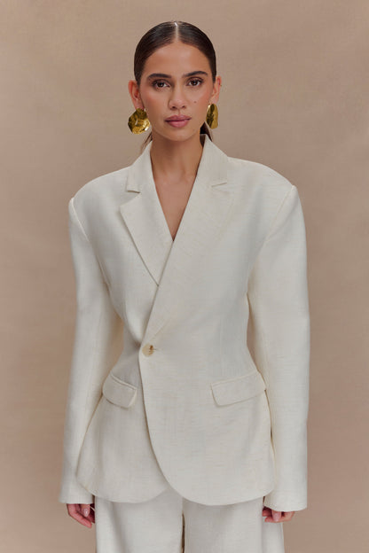 Blazer en lin à taille ajustée Jameson - Gris avoine chiné