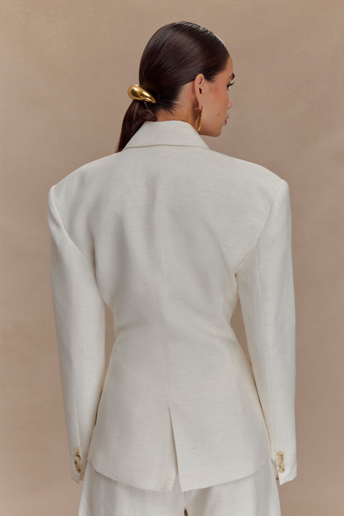 Blazer en lin à taille ajustée Jameson - Gris avoine chiné