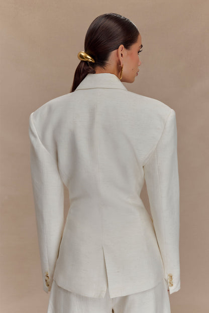 Blazer en lin à taille ajustée Jameson - Gris avoine chiné