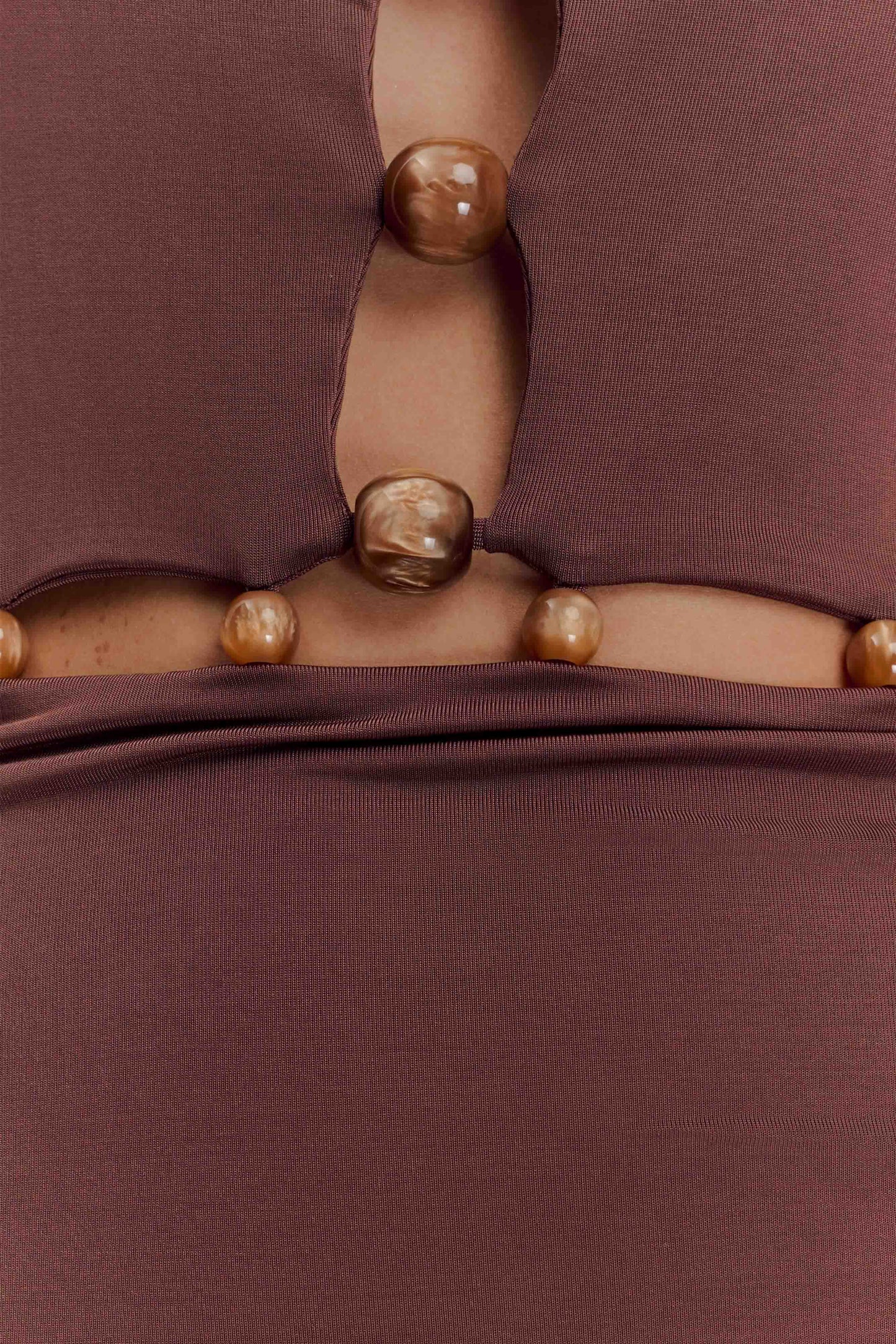 Albion Robe Maxi Élastique Perlée - Chocolat