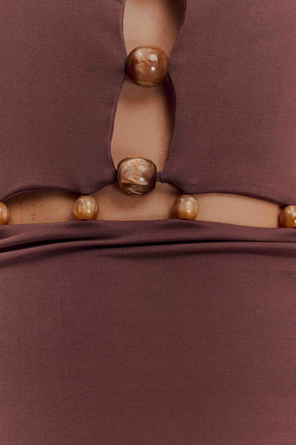 Albion Robe Maxi Élastique Perlée - Chocolat