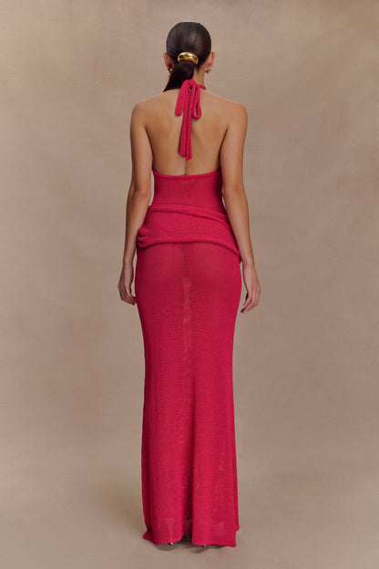 Robe Maxi en Tricot à Manches Frangées Reece - Dragonfruit