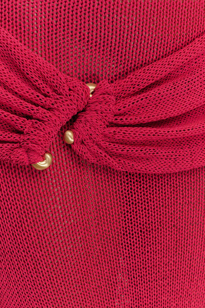 Robe Maxi en Tricot à Manches Frangées Reece - Dragonfruit