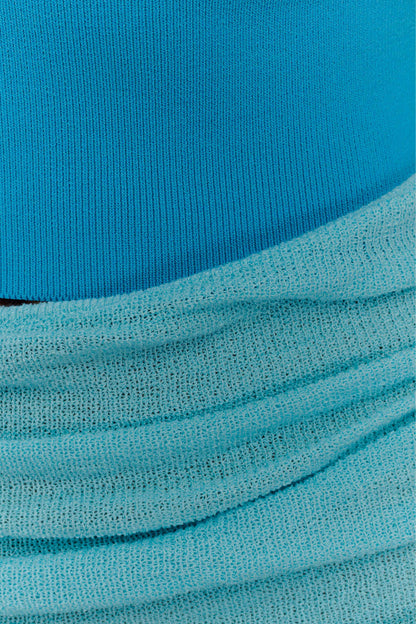 Jolie robe maxi en jersey sans bretelles Jasiel - Bleu cyan