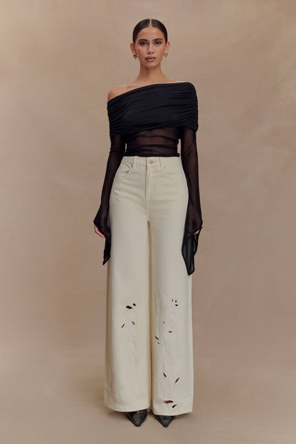 Jeans brodés Carmella - Ecru