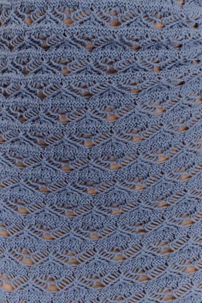 Mini-robe crochet à volants Aileen - Bleu acier