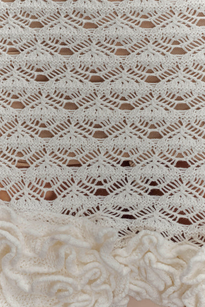 Robe mini crochet à volants Aileen - Ivoire