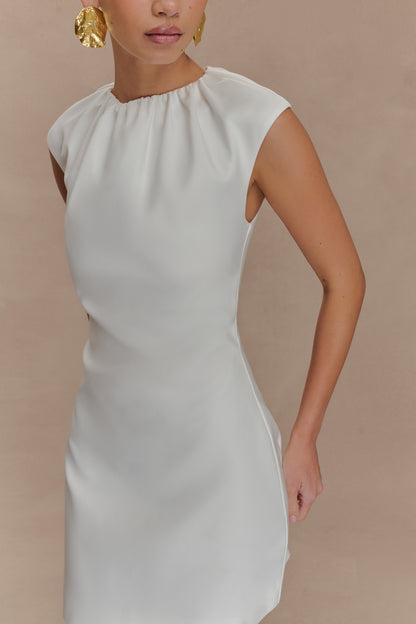Mini-robe à col plissé Ariana - Ivoire