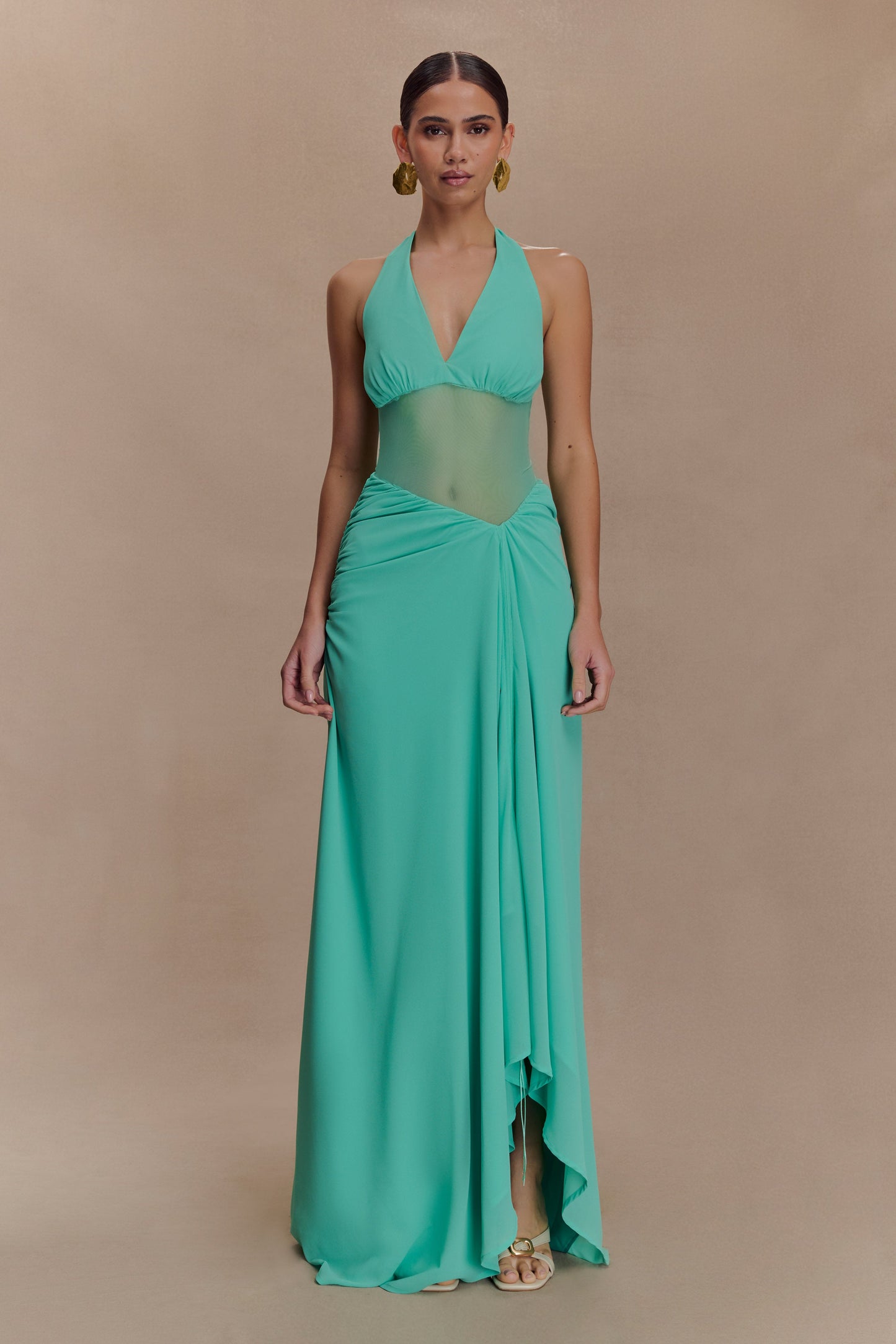 Jonna, robe maxi en mousseline de soie et en tulle - Lagoon