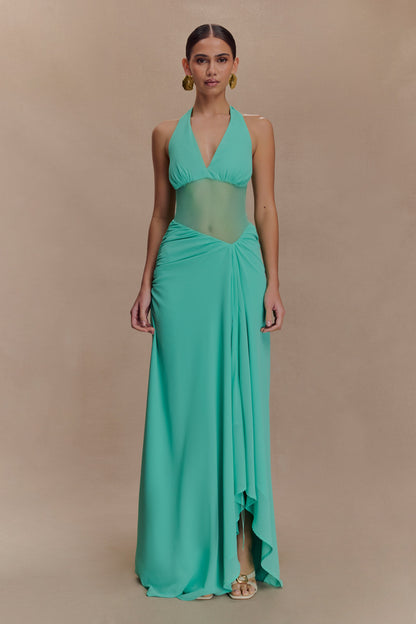 Jonna, robe maxi en mousseline de soie et en tulle - Lagoon