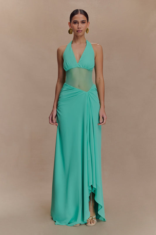 Jonna, robe maxi en mousseline de soie et en tulle - Lagoon