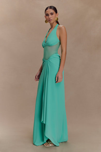 Jonna, robe maxi en mousseline de soie et en tulle - Lagoon