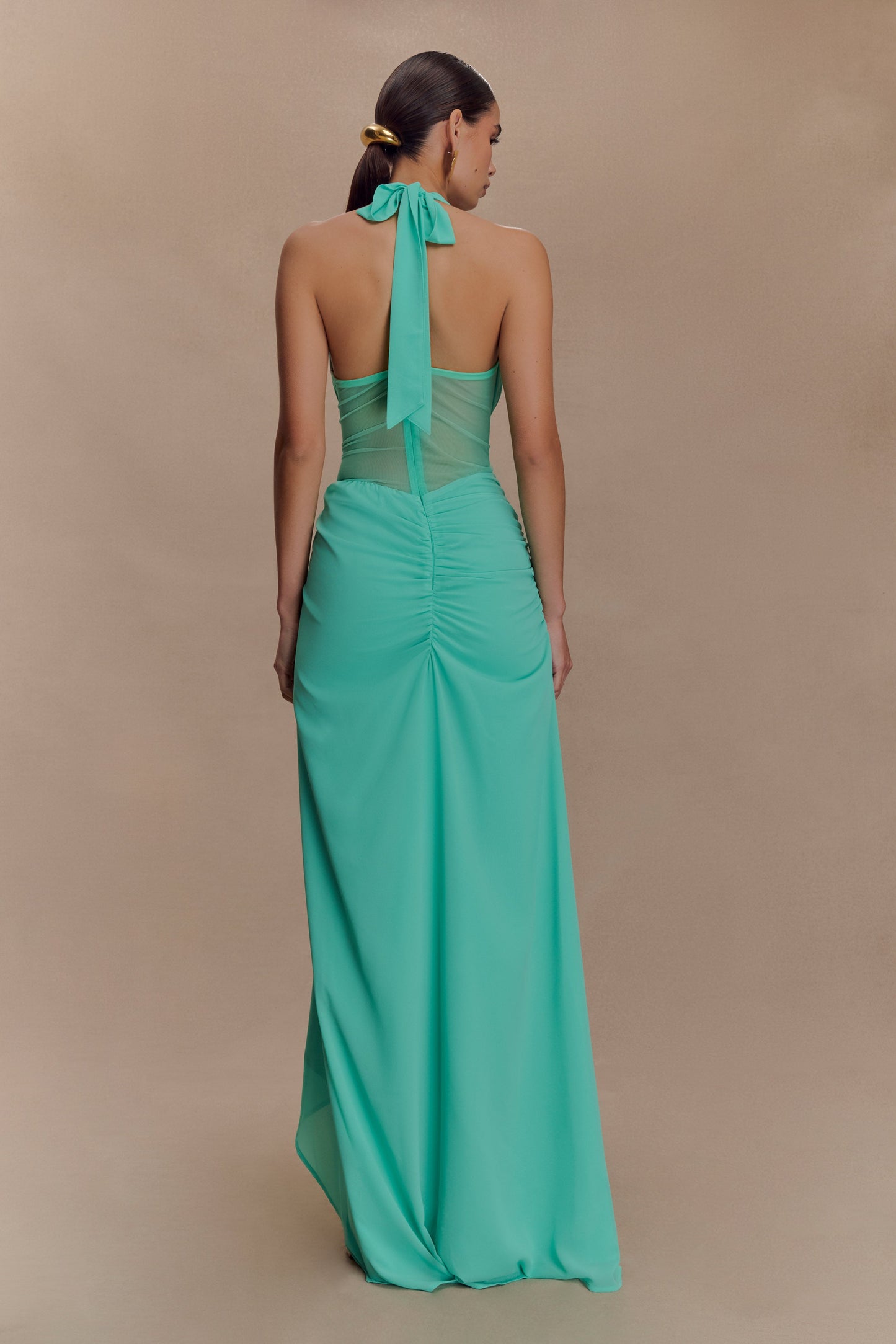 Jonna, robe maxi en mousseline de soie et en tulle - Lagoon