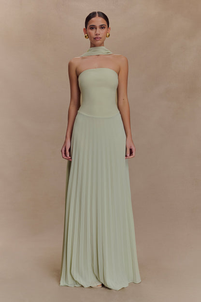 Robe Maxi Caira en Chiffon avec Écharpe - SAGE