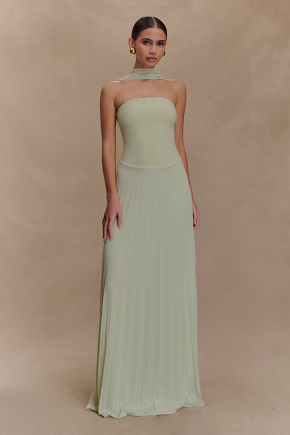 Robe Maxi Caira en Chiffon avec Écharpe - SAGE