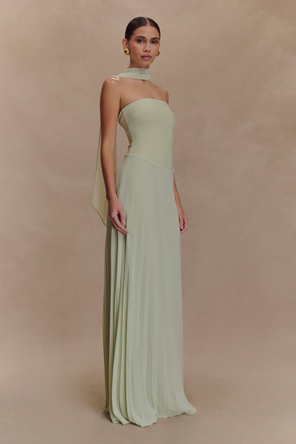Robe Maxi Caira en Chiffon avec Écharpe - SAGE