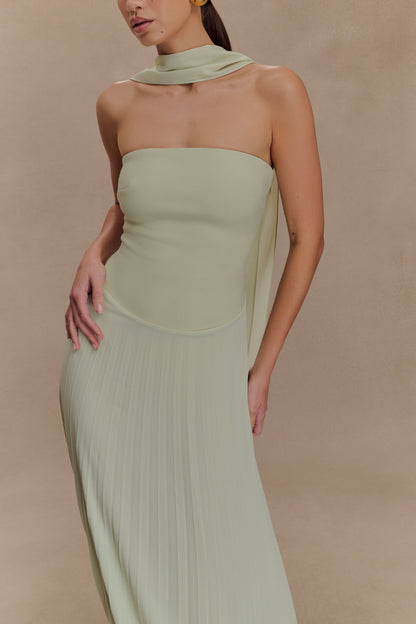 Robe Maxi Caira en Chiffon avec Écharpe - SAGE