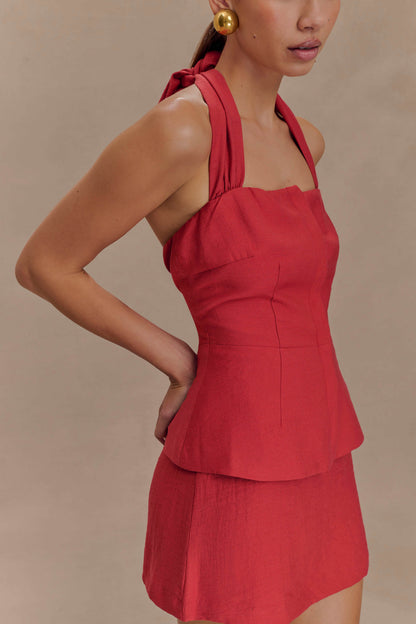 Jupe-short en lin Kallie - Rose brûlé