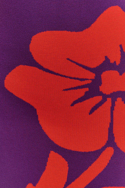 Robe Maxi à Manches Frangées en Tricot Stacy - Violet/Rouge
