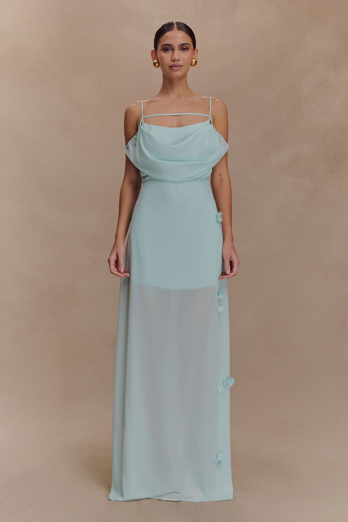 Robe Maxi en Chiffon à Motifs Floraux Rosalie - Lagoon