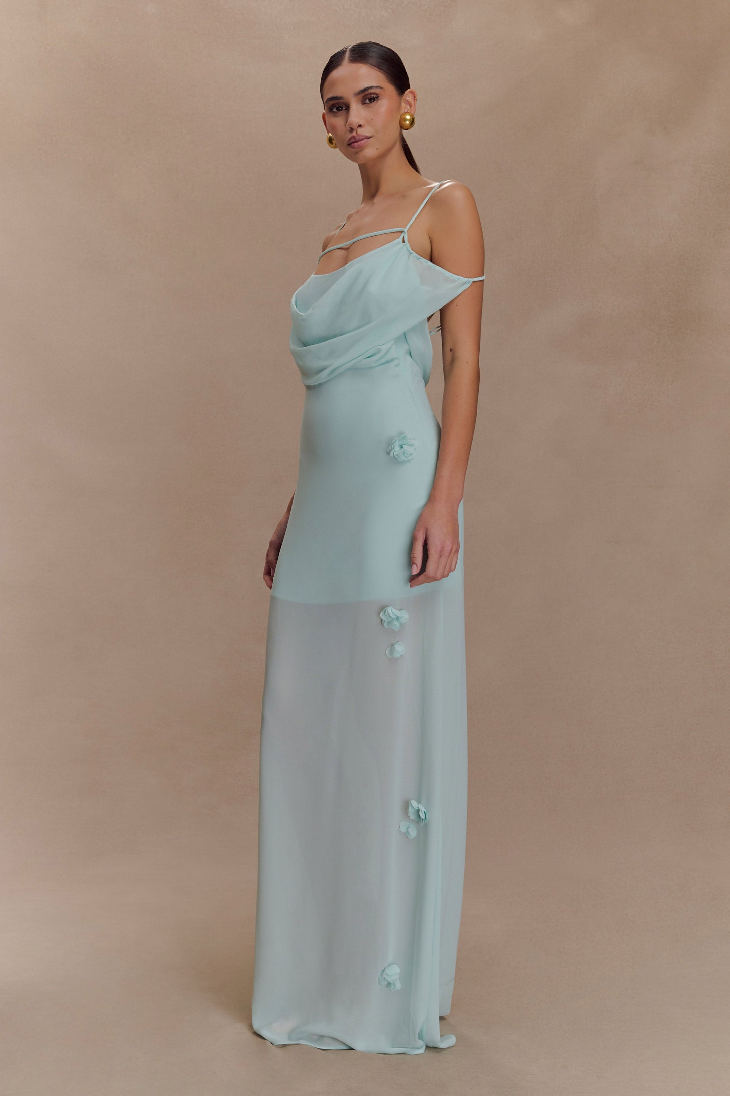 Robe Maxi en Chiffon à Motifs Floraux Rosalie - Lagoon