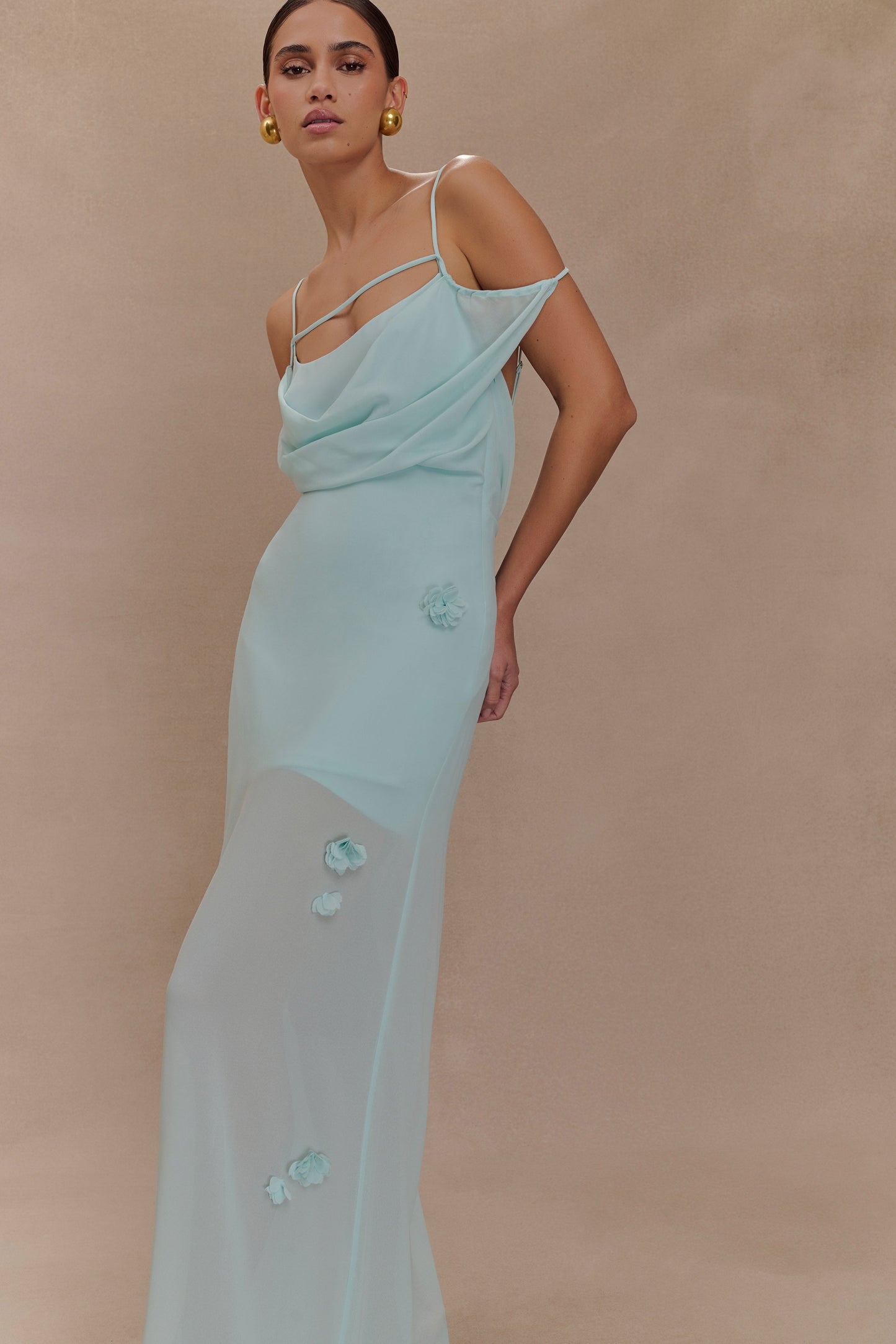 Robe Maxi en Chiffon à Motifs Floraux Rosalie - Lagoon